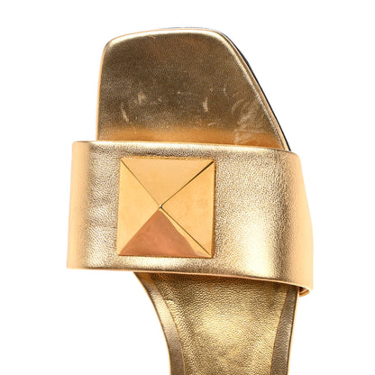Valentino Garavani Metallic Nappa One Stud 20mm Slide Sandals 39.5 Antique Brass 9 of 12