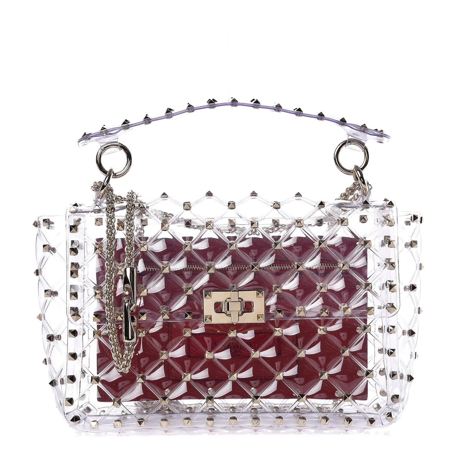 PVC Medium Rockstud Spike Shoulder Bag