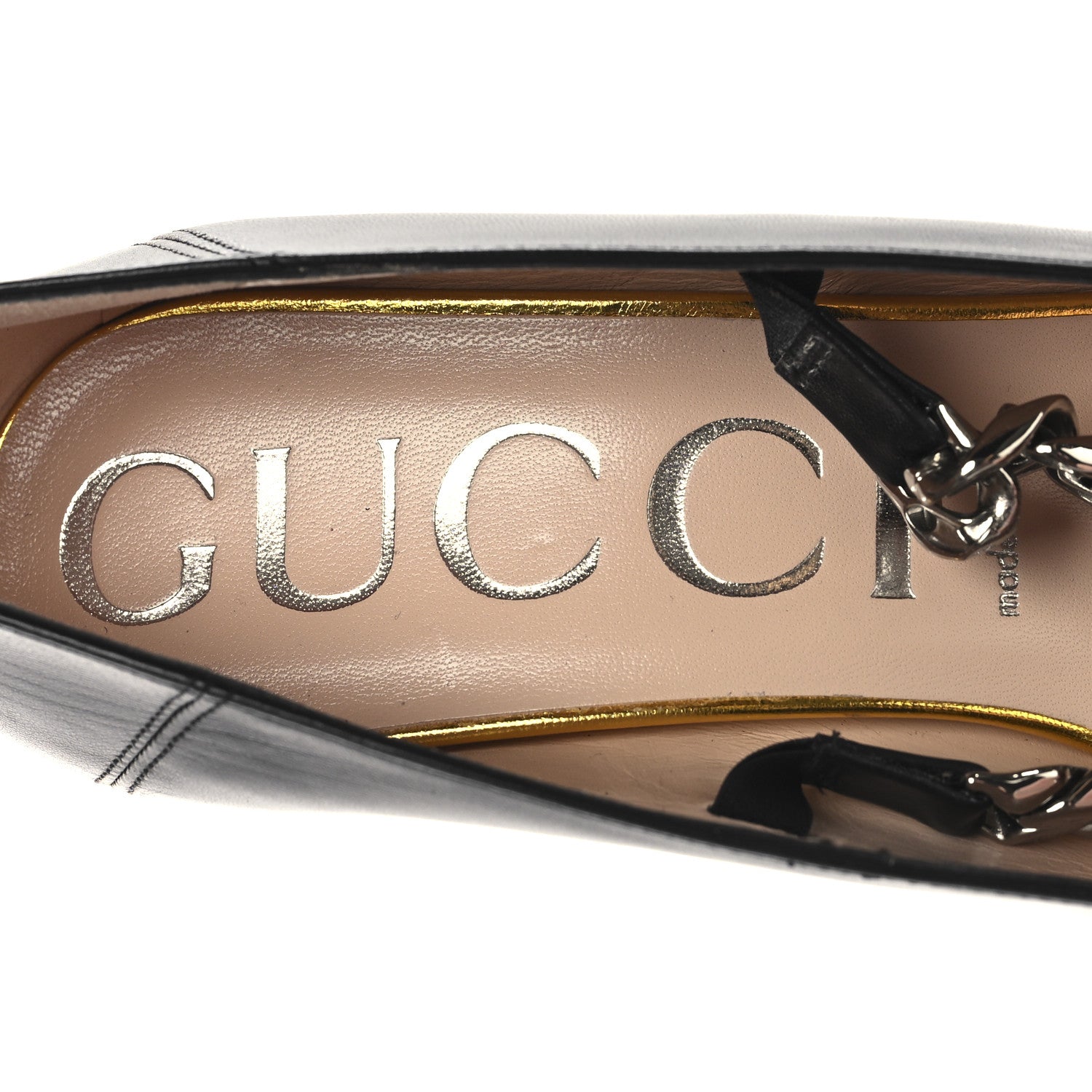 Gucci Malaga Kid Deva Horsebit Chain Embellished Pumps 40 Black 9 of 9