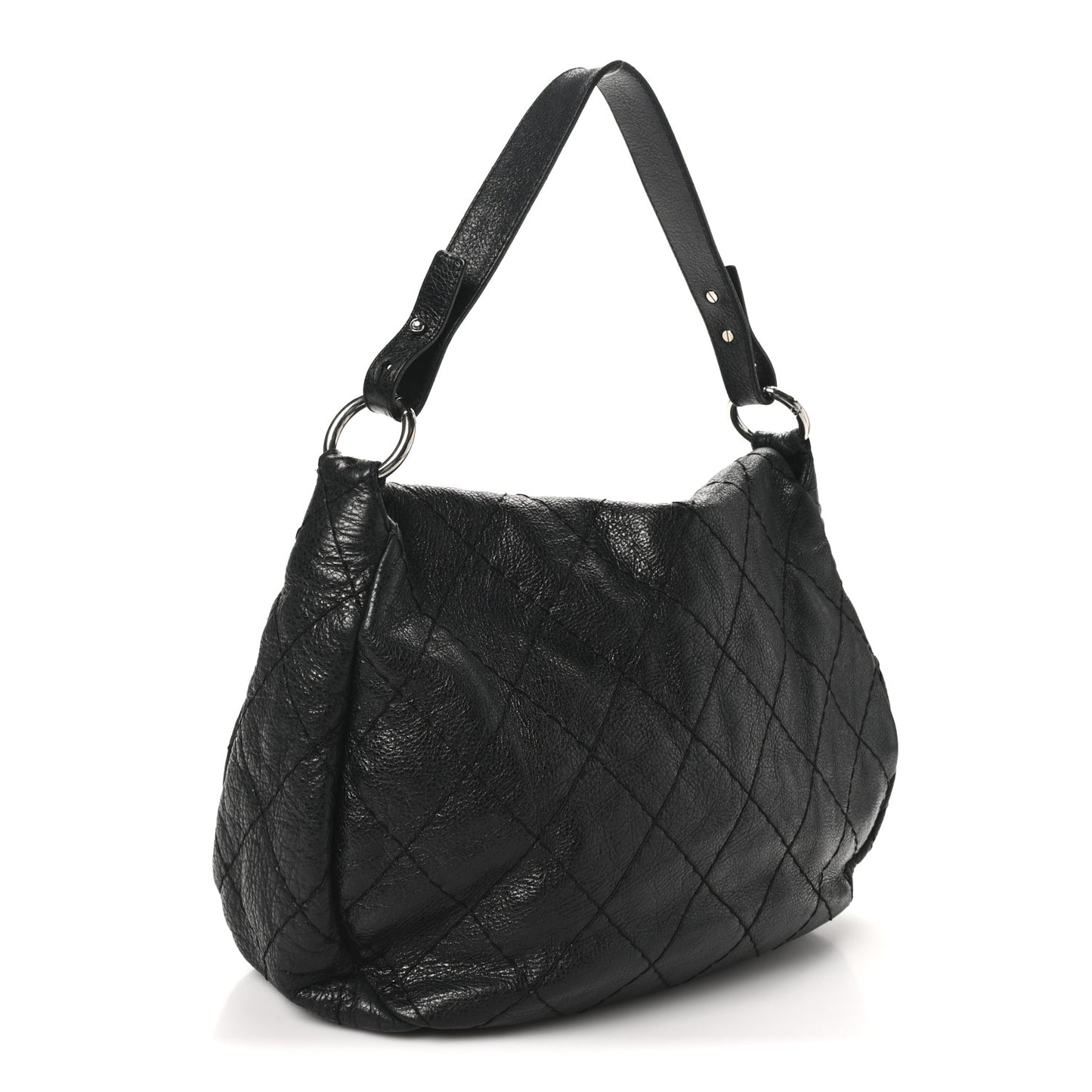 Glazed Calfskin Stitched XL On The Road Flap Black