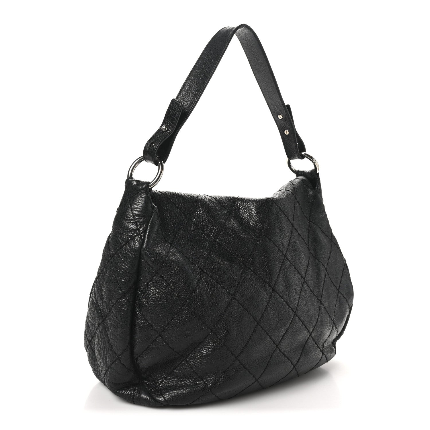 Chanel Glazed Calfskin Stitched XL On The Road Flap Black 3 of 12