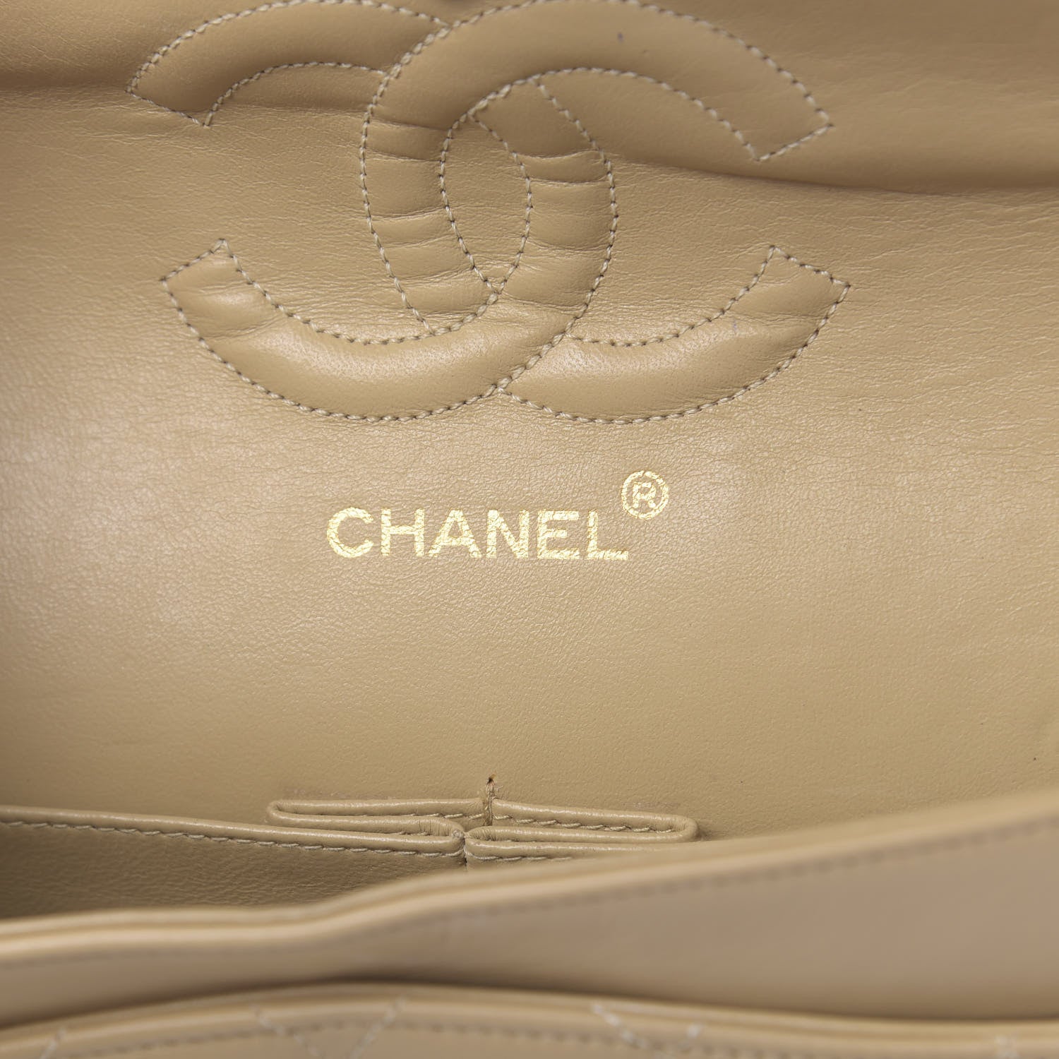 Chanel Lambskin Quilted Medium Double Flap Beige 8 of 18