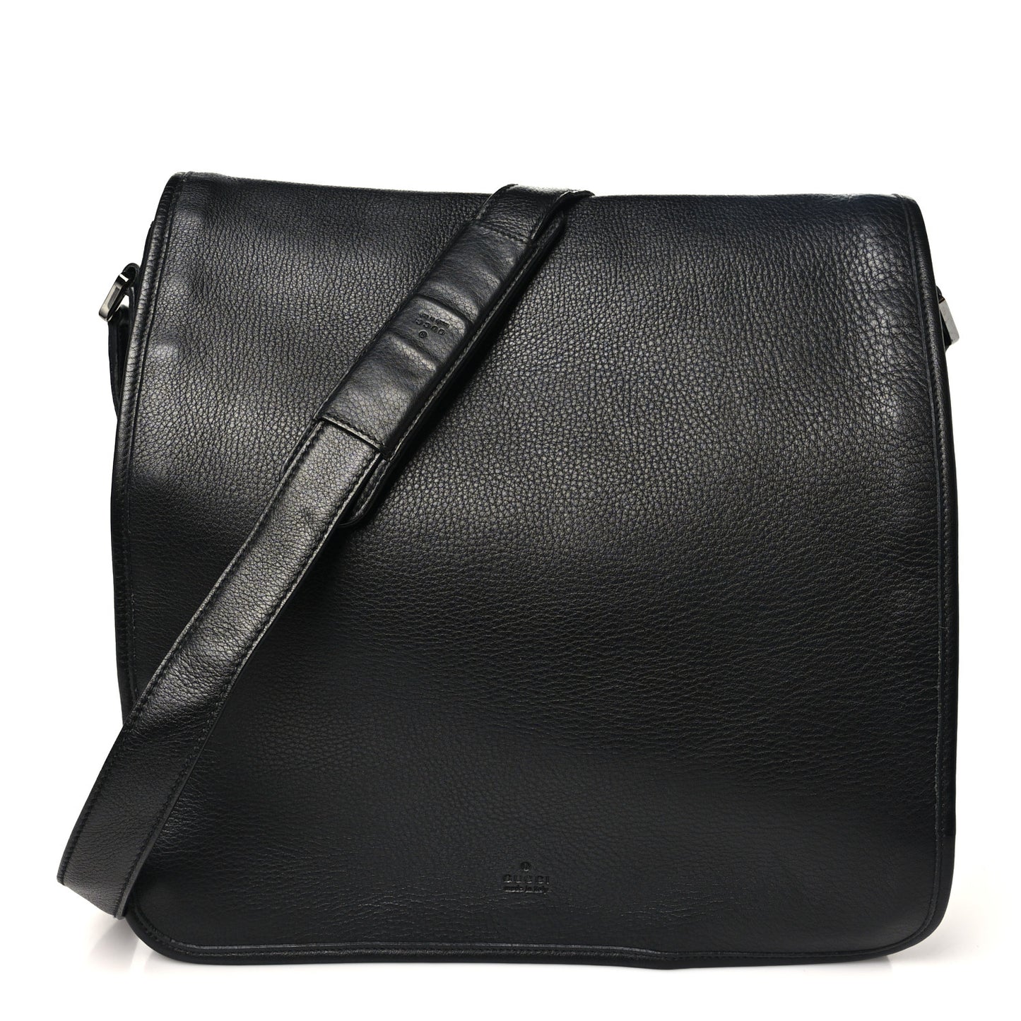 Calfskin Large Flap Messenger Bag  Black