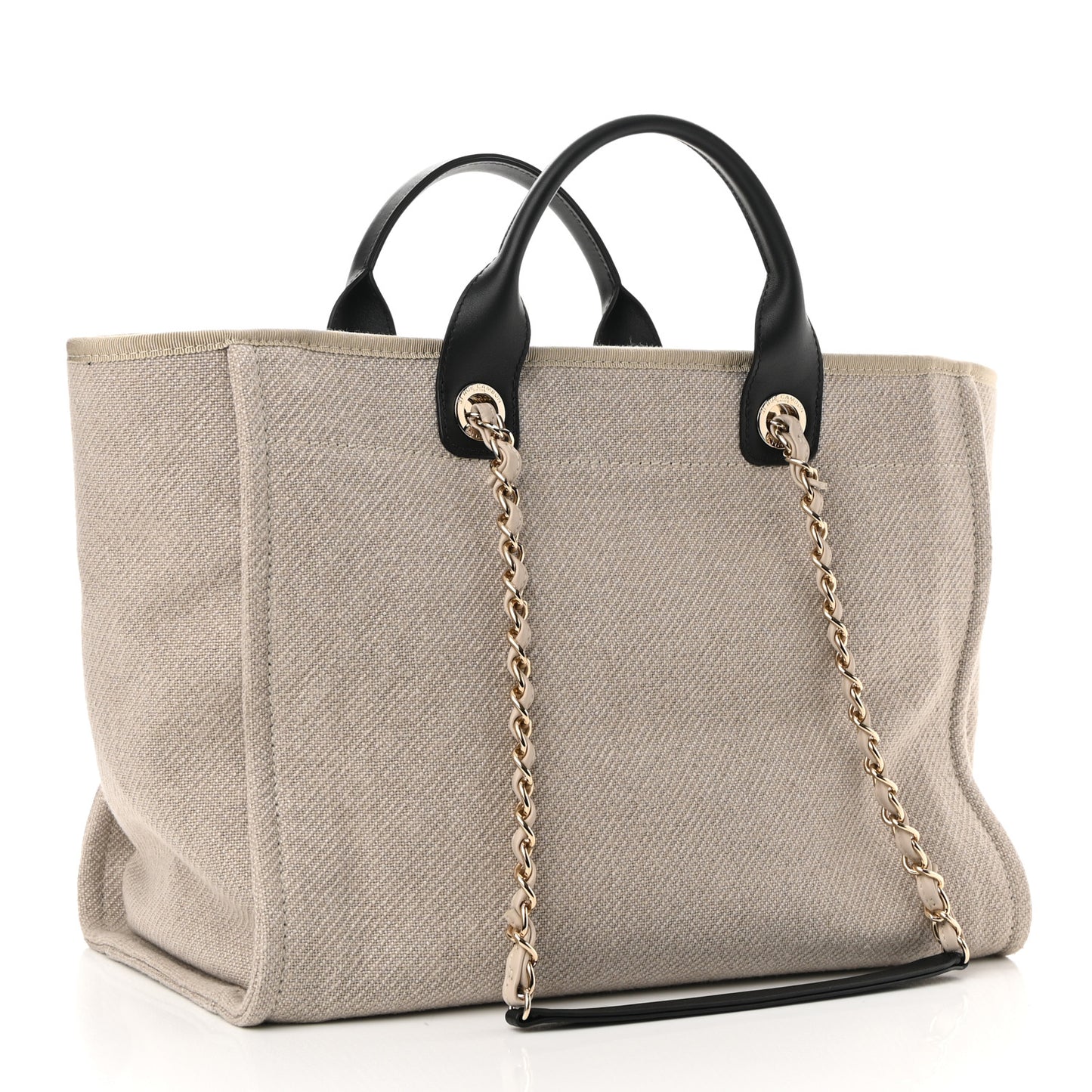Mixed Fibers Medium Deauville Tote Beige Black