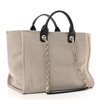 Chanel Mixed Fibers Medium Deauville Tote Beige Black 2 of 10