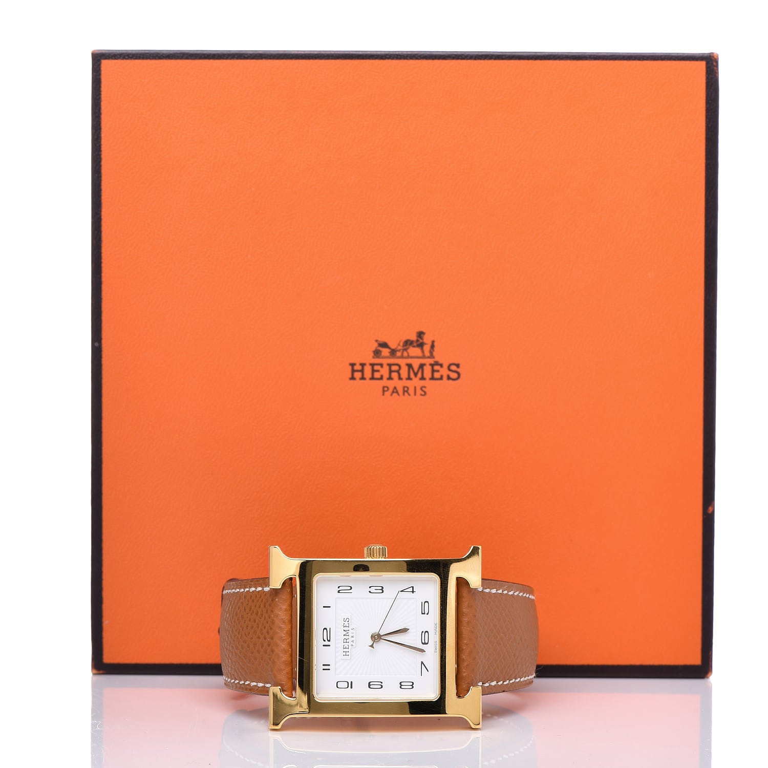 Hermes Stainless Steel Epsom 30.5mm Heure H Hour Quartz Watch Gold 9 of 9