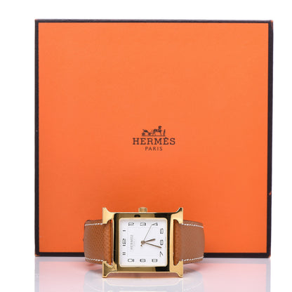 Hermes Stainless Steel Epsom 30.5mm Heure H Hour Quartz Watch Gold 9 of 9