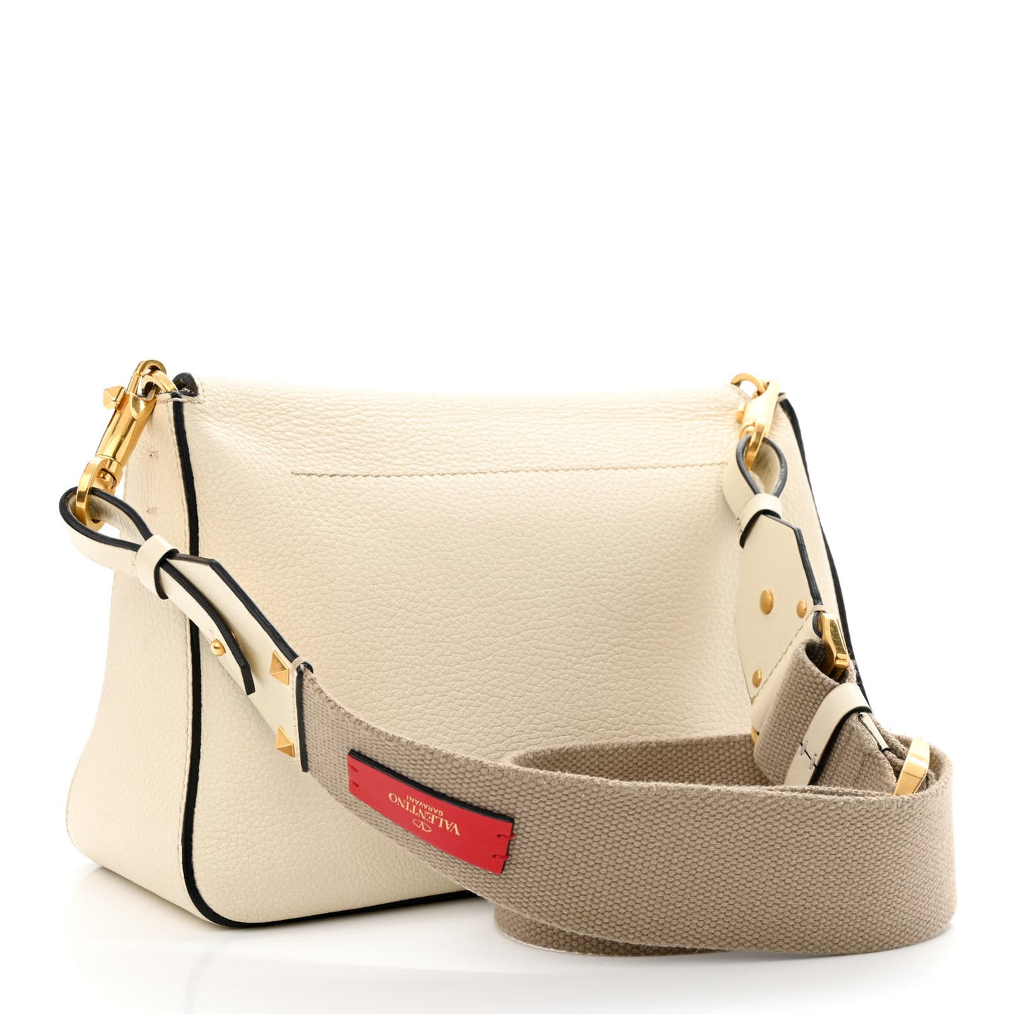 Pebbled Calfskin Small VRing Shoulder Bag Light Ivory