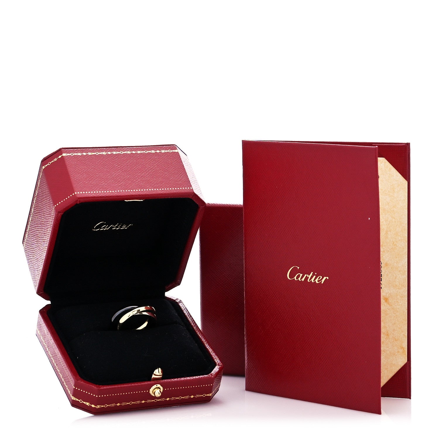 Cartier 18K White Yellow Gold Black Ceramic Trinity Ring 51 5.75 5 of 5