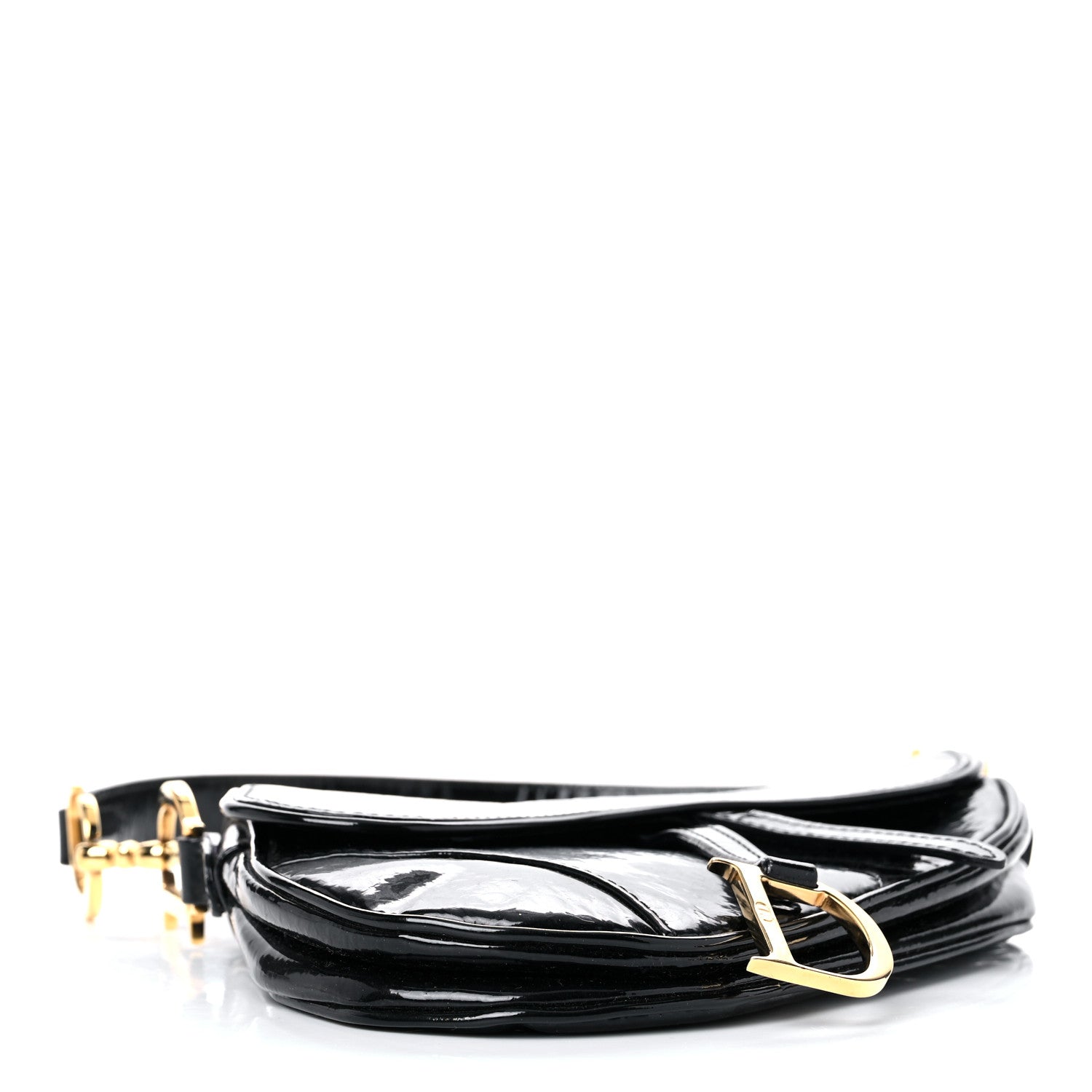 Christian Dior Patent Monogram Mini Saddle Bag Black 4 of 19