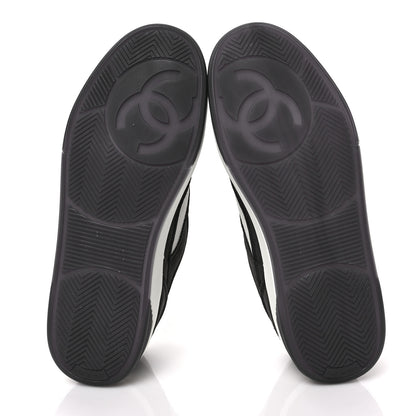 Chanel Suede Kidskin Womens CC Sneakers 38.5 Black White 5 of 8