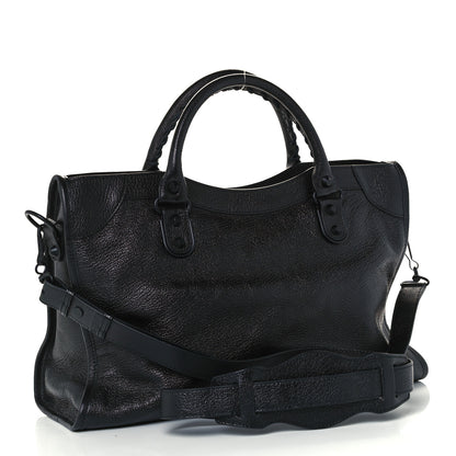 Balenciaga Shiny Grained Goatskin Black Metallic Edge City Black 2 of 10