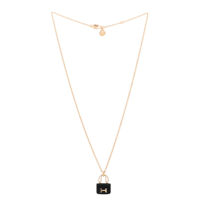 Hermes 18K Rose Gold Black Jade Constance Amulettes Pendant Necklace 2 of 4