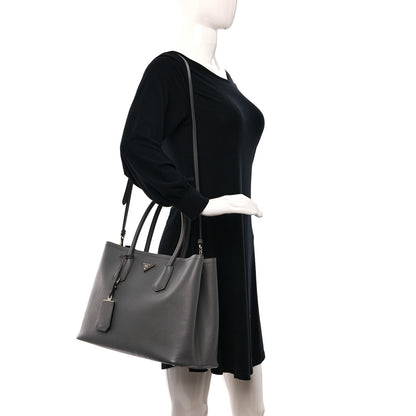 Prada Saffiano Cuir Large Double Bag Marmo 2 of 8