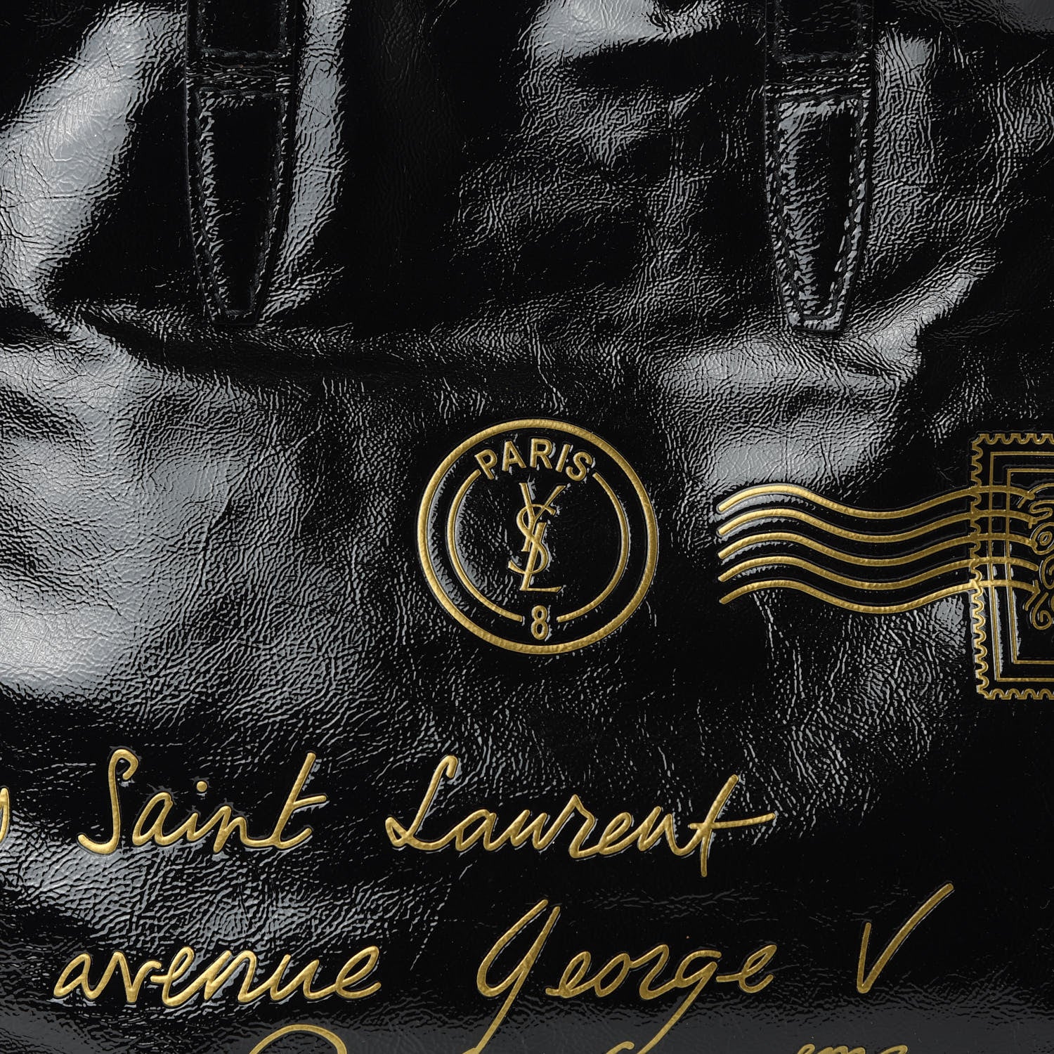 Saint Laurent Textured Patent Large Y-Mail Tote Black 9 of 9