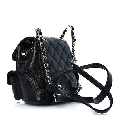Chanel Shiny Caviar Quilted Small Duma Pockets Drawstring Backpack Black 3 of 11