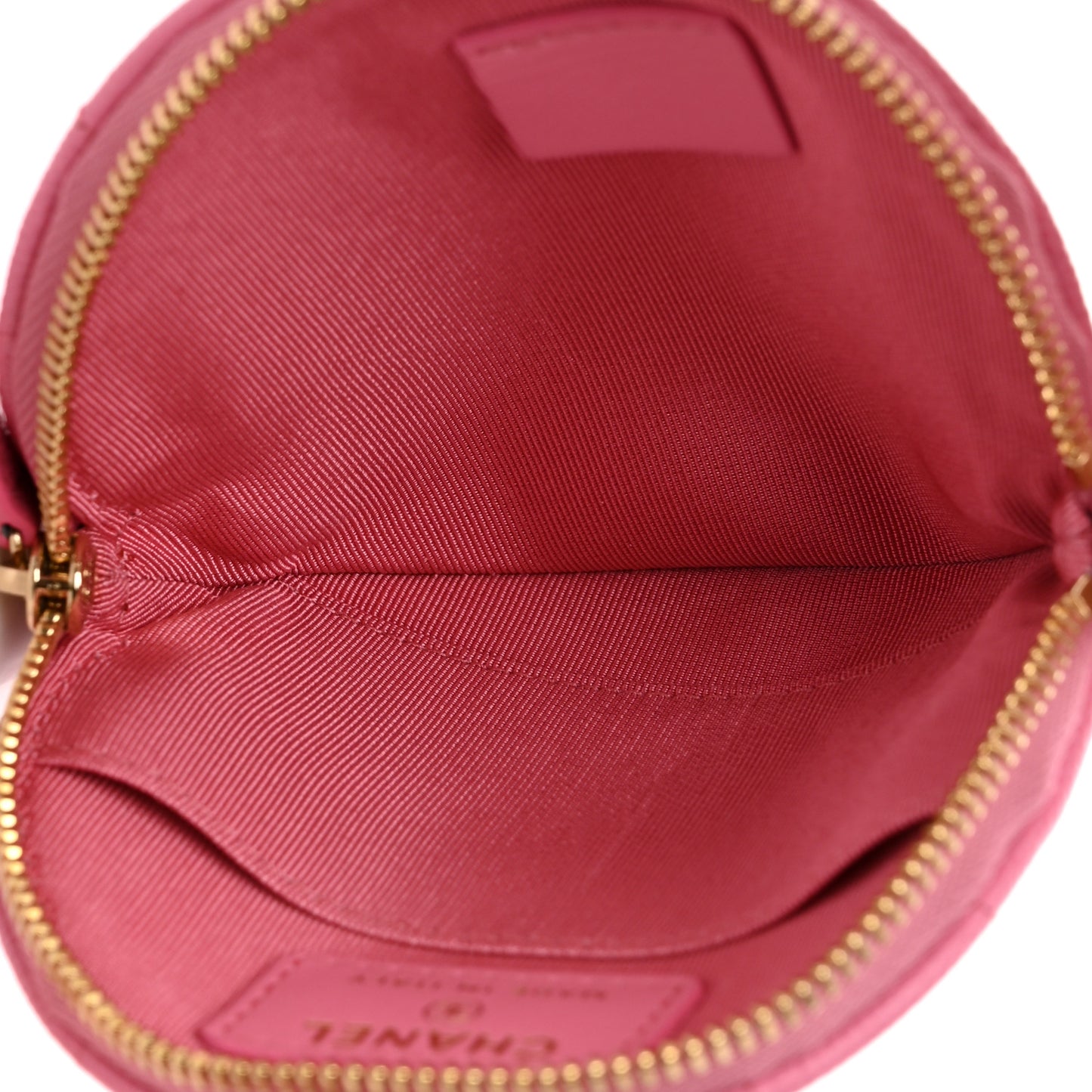 Caviar Quilted Round Clip On Coin Purse Pink