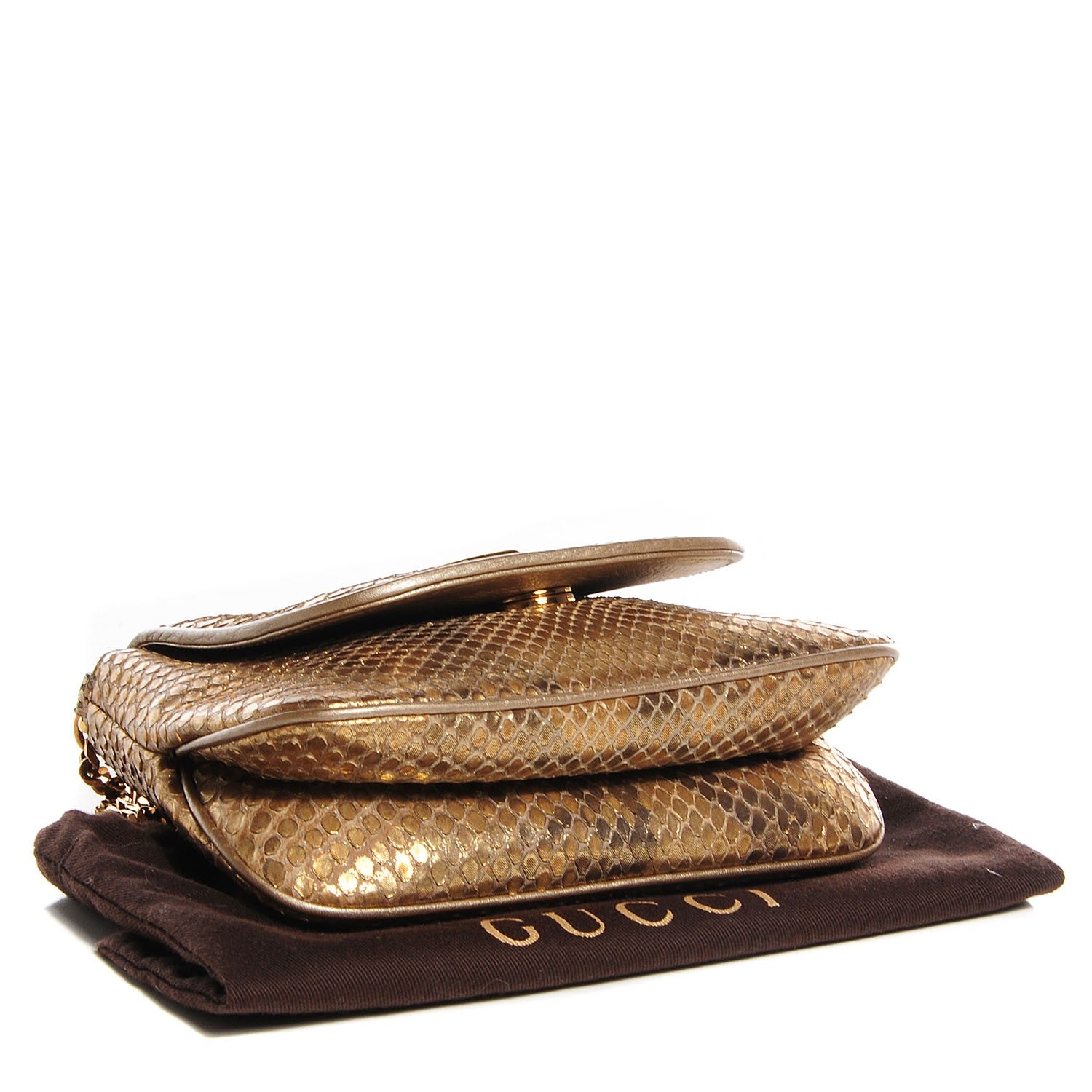 Gucci Python Small 1973 Chain Shoulder Bag Gold 4 of 7