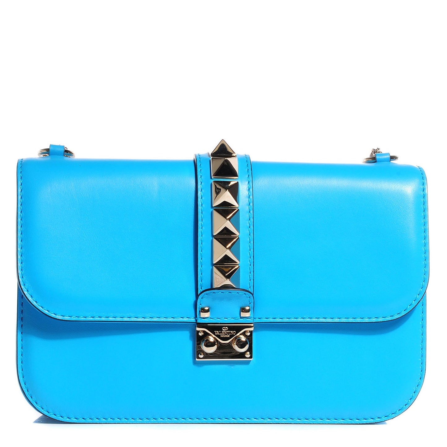 Vitello Medium Glam Lock Rockstud Flap Parrot