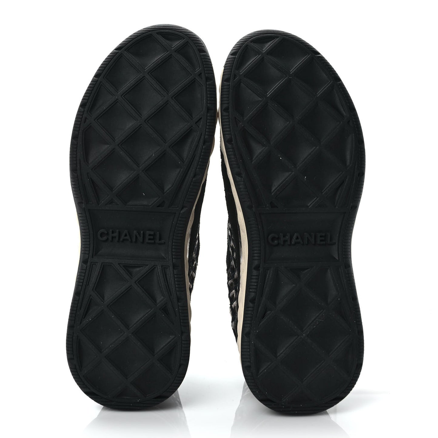 Suede Calfskin Embroidered CC Sneakers 36 Beige Black
