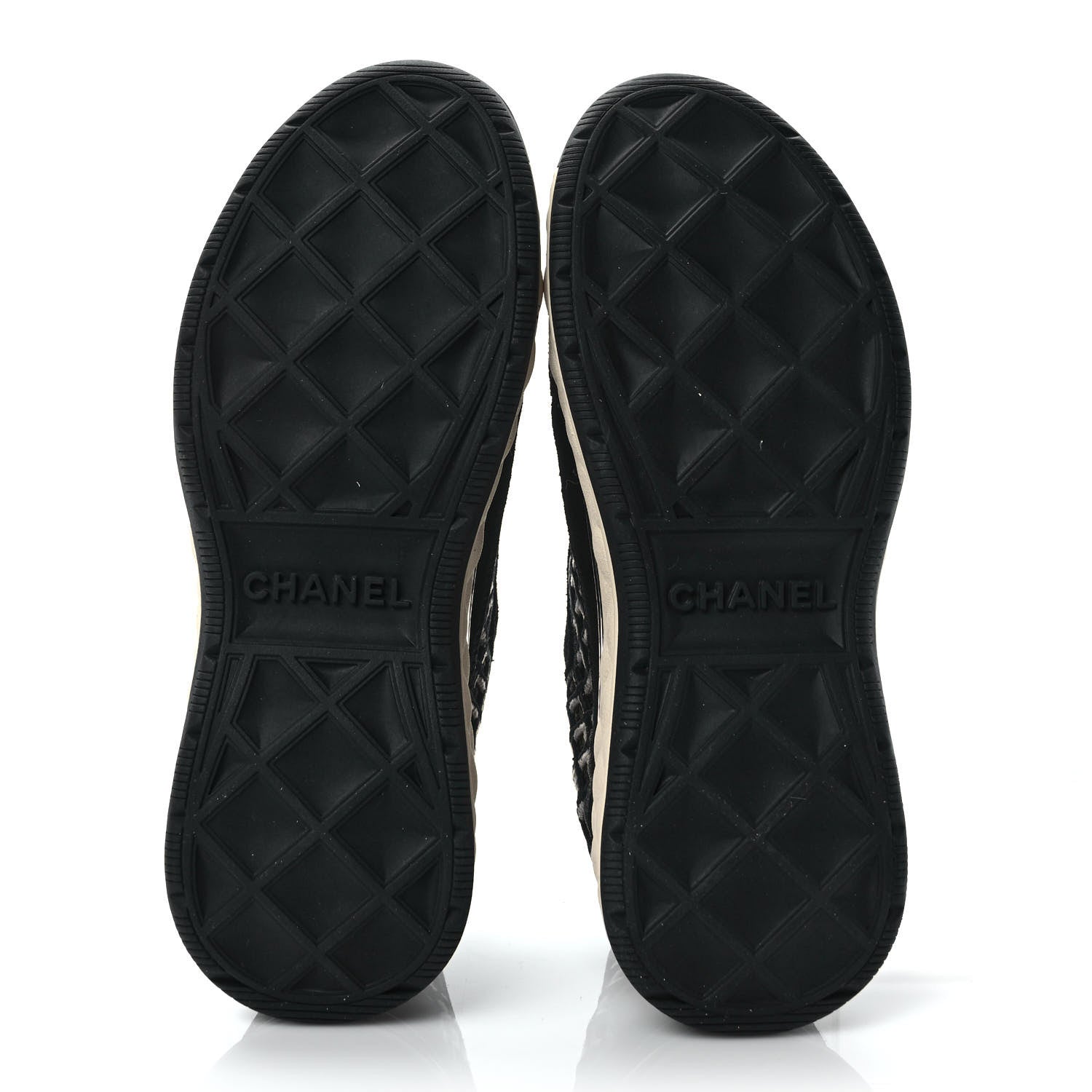 Chanel Suede Calfskin Embroidered CC Sneakers 36 Beige Black 5 of 8