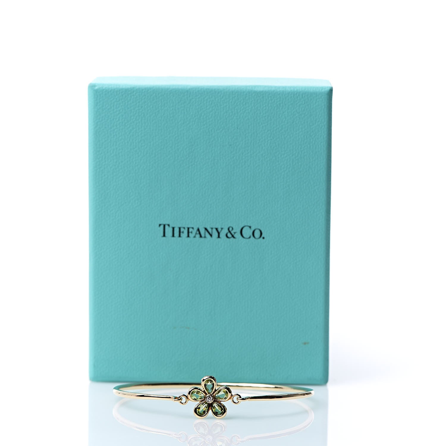 Tiffany 18K Yellow Gold Peridot Diamond Sparklers Flower Bracelet 5 of 5