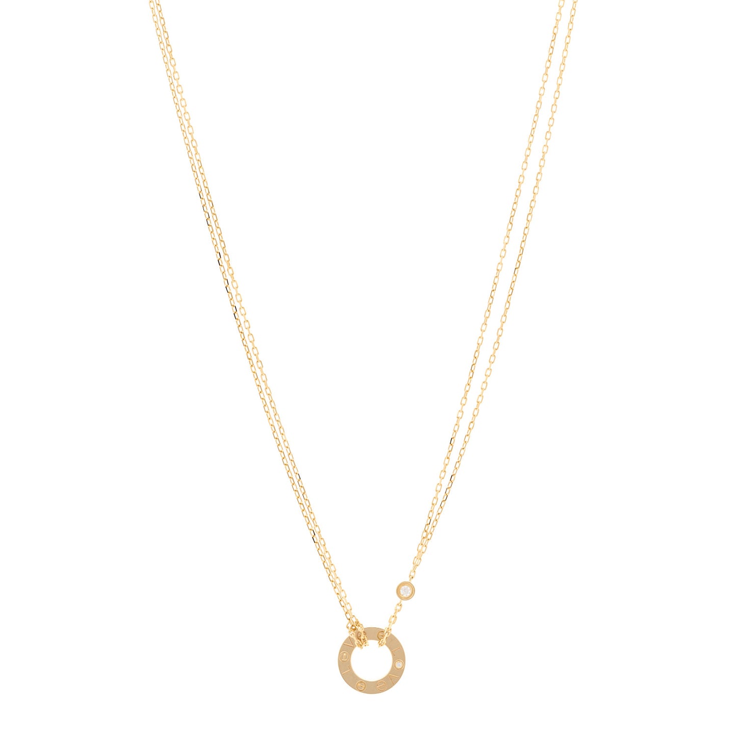18K Yellow Gold 2 Diamond LOVE Necklace