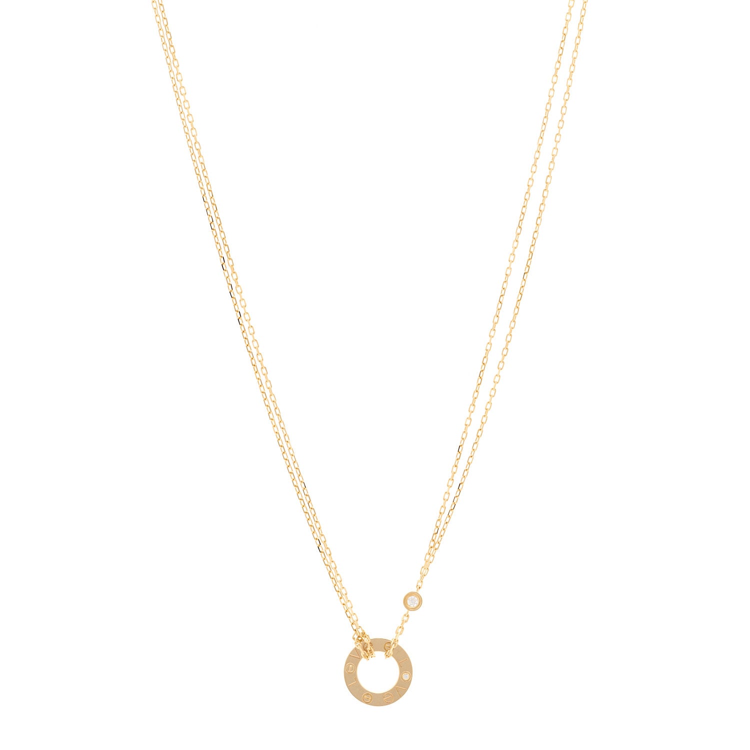 Cartier 18K Yellow Gold 2 Diamond LOVE Necklace 1 of 4