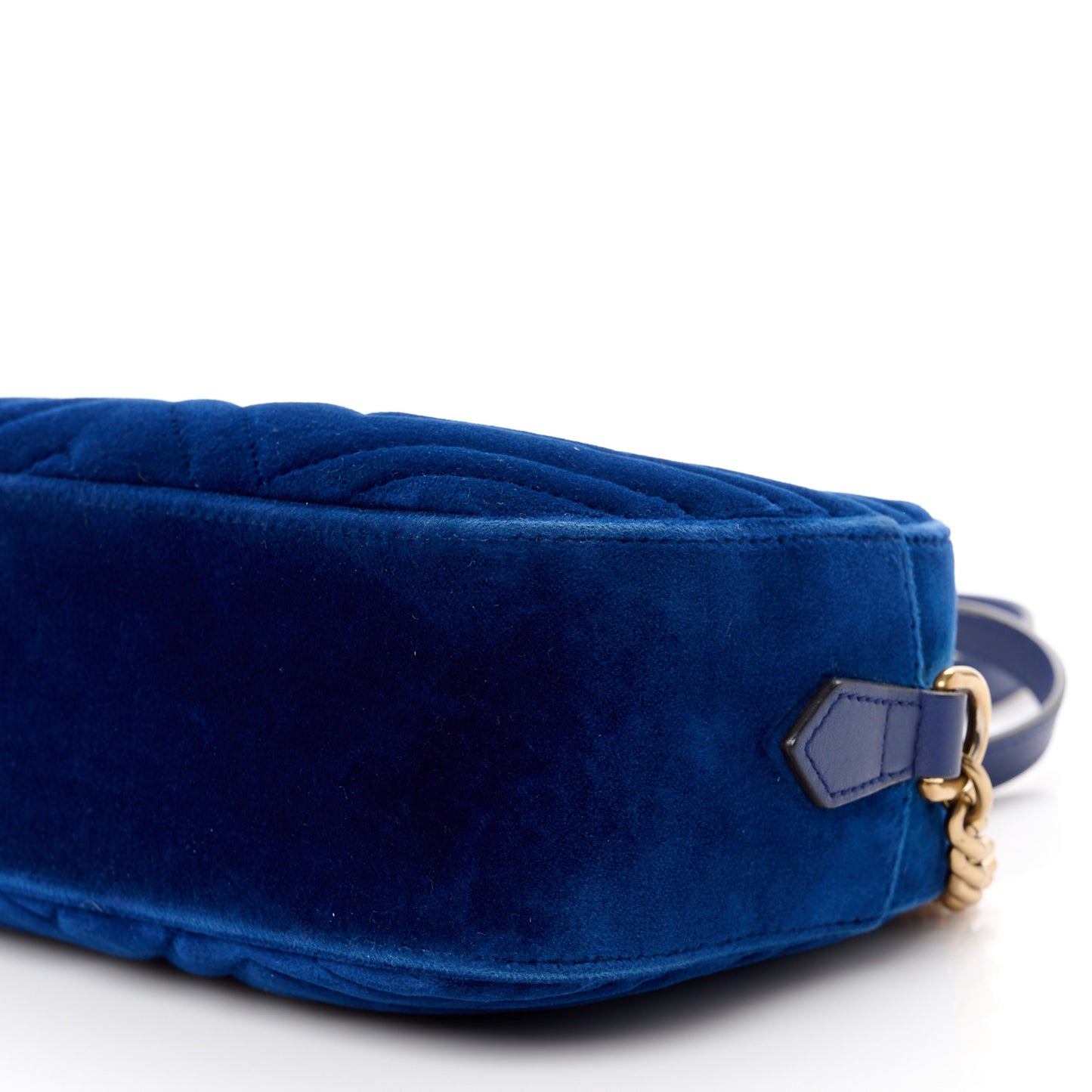 Velvet Matelasse Small GG Marmont Chain Shoulder Bag Cobalt
