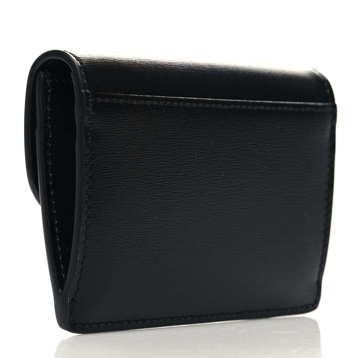 Shiny Calfskin Triomphe Flap Card Holder Black