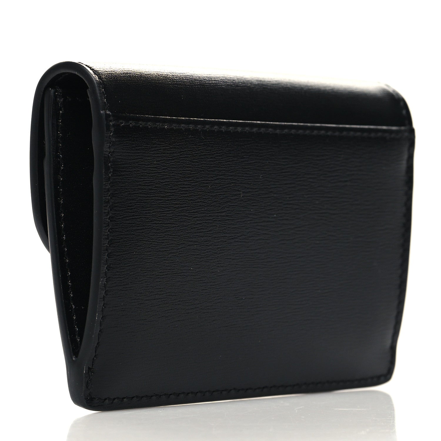 Celine Shiny Calfskin Triomphe Flap Card Holder Black 3 of 9