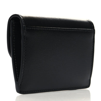 Celine Shiny Calfskin Triomphe Flap Card Holder Black 3 of 9