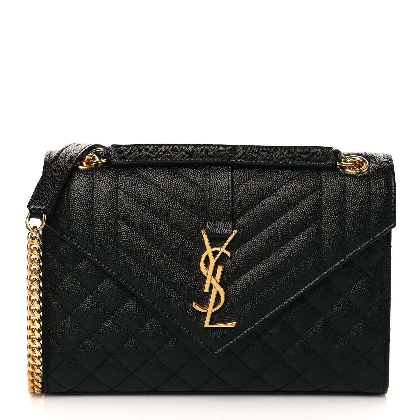 Grain De Poudre Textured Mixed Matelasse Triquilt Medium Monogram Satchel Black
