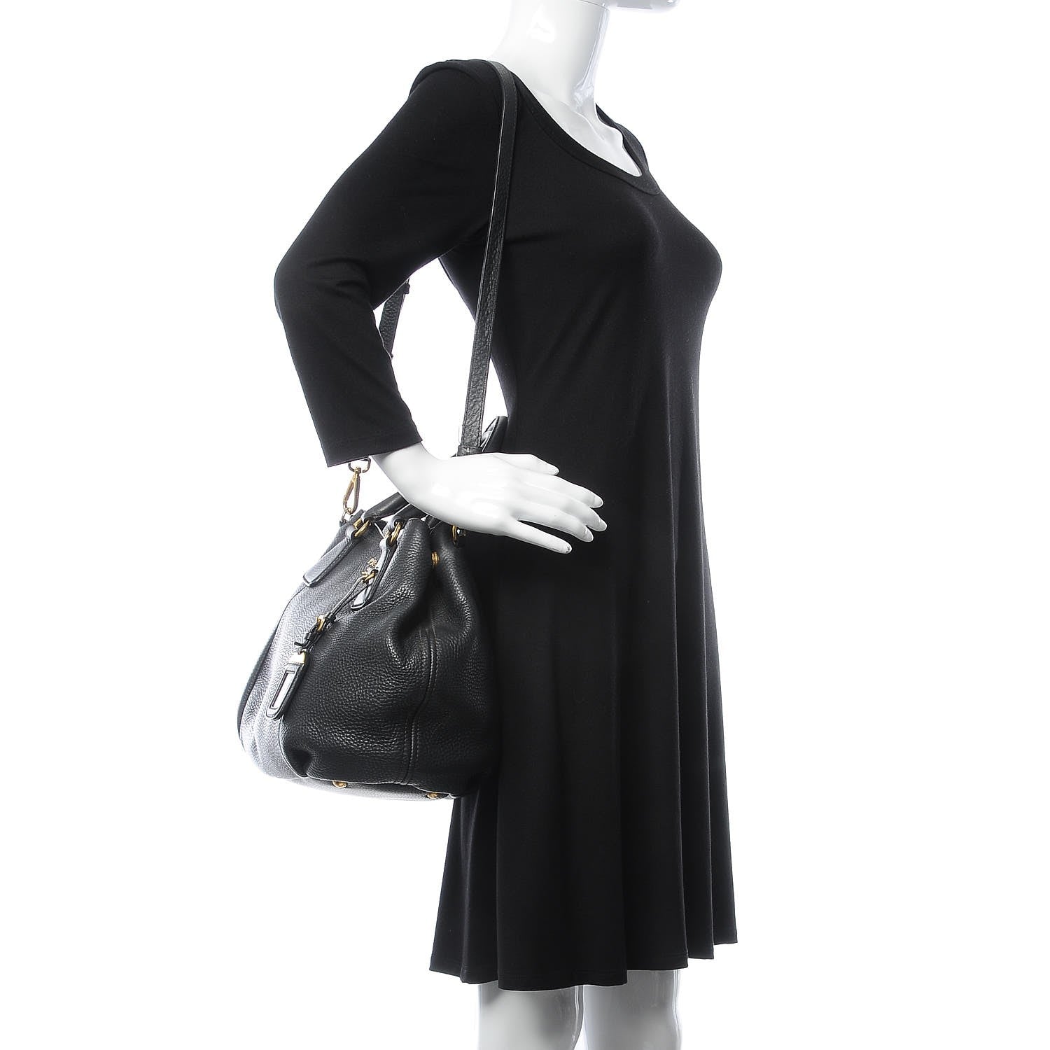 Prada Vitello Daino Tote Black 2 of 16