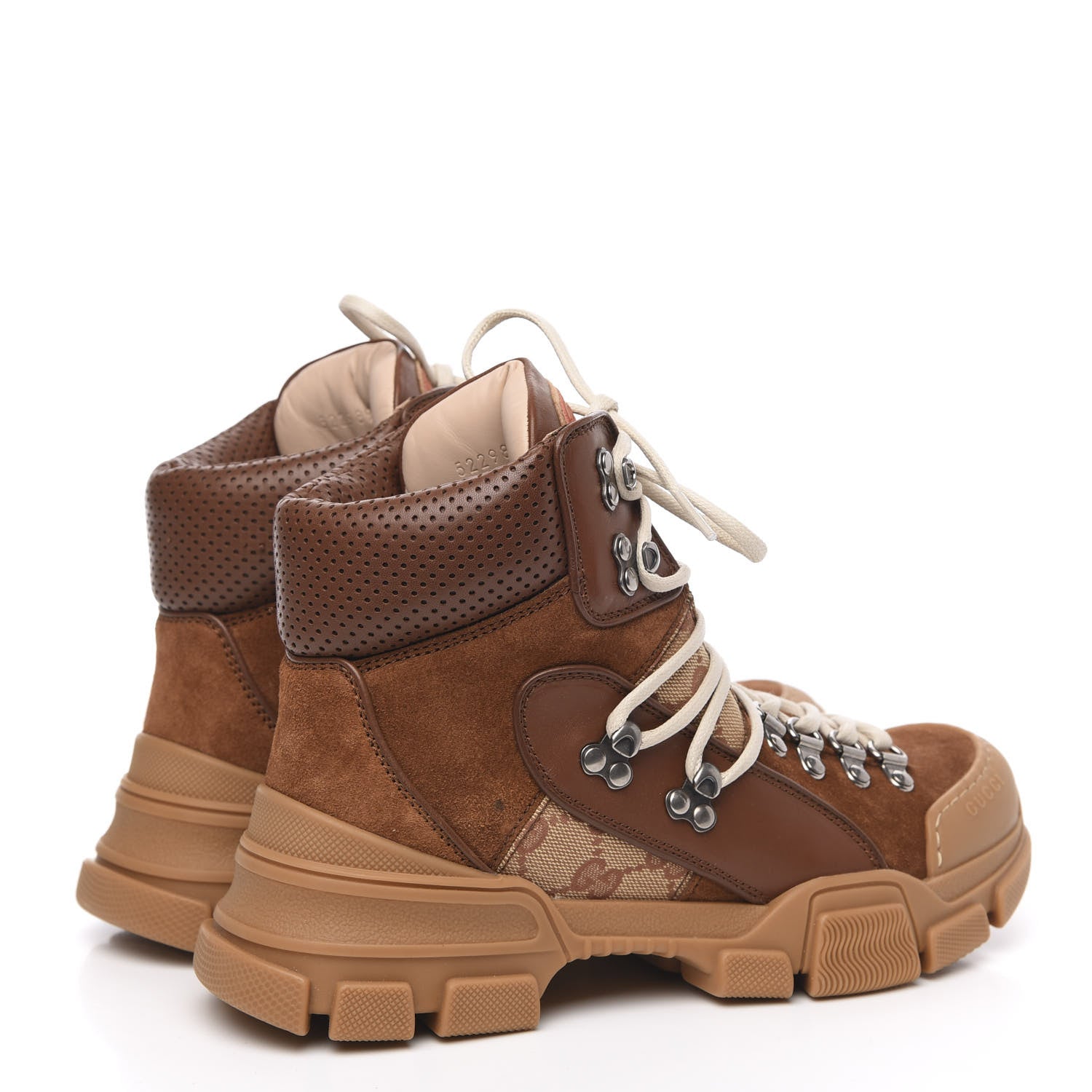 Gucci X SEGA Suede Calfskin GG Monogram Womens Flashtrek High-Top Sneakers 38 New Cuir Beige Ruggine 4 of 10