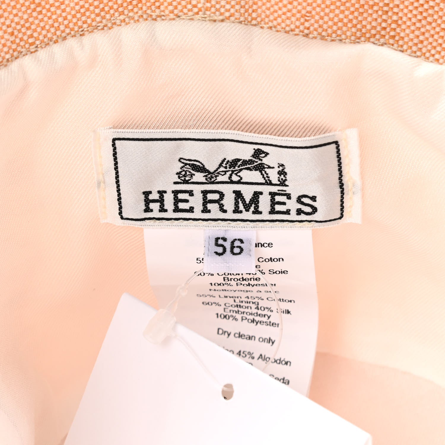 Hermes Linen Cotton Embroidered Eloise Garden Party Bucket Hat 56 Jaune Itauba 7 of 7