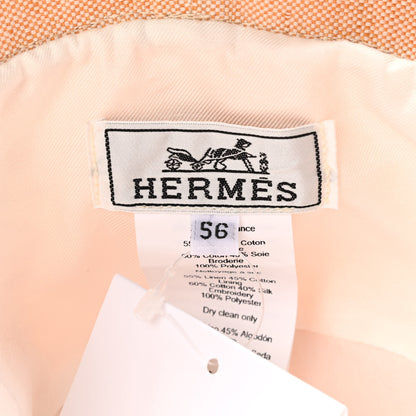 Hermes Linen Cotton Embroidered Eloise Garden Party Bucket Hat 56 Jaune Itauba 7 of 7