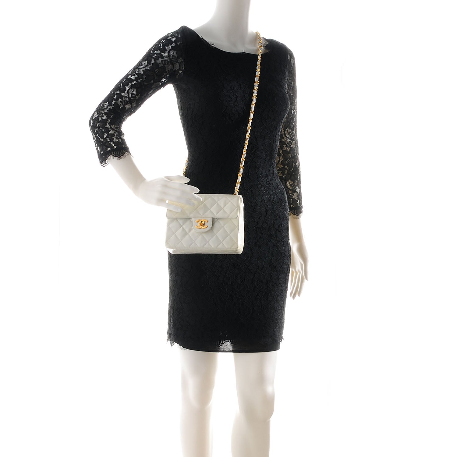 Chanel Patent Quilted Mini Square Flap White 2 of 9