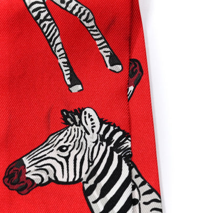 Hermes Silk Les Zebres Twilly Rouge Bleu Noir 5 of 5