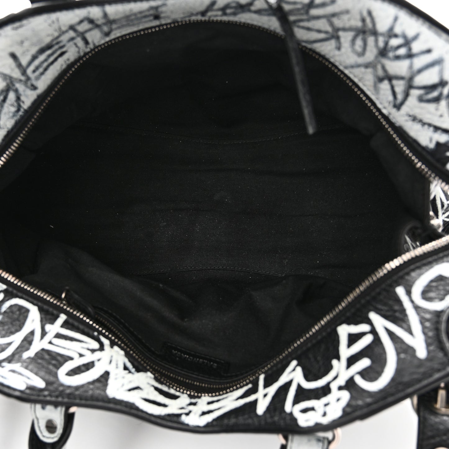 Agneau Arena Graffiti Neo Cagole City Handbag Black White