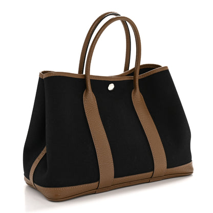 Hermes Toile Militaire Vache Country Garden Party Tote 30 Black Bleu Marine Beige Weimar 3 of 10