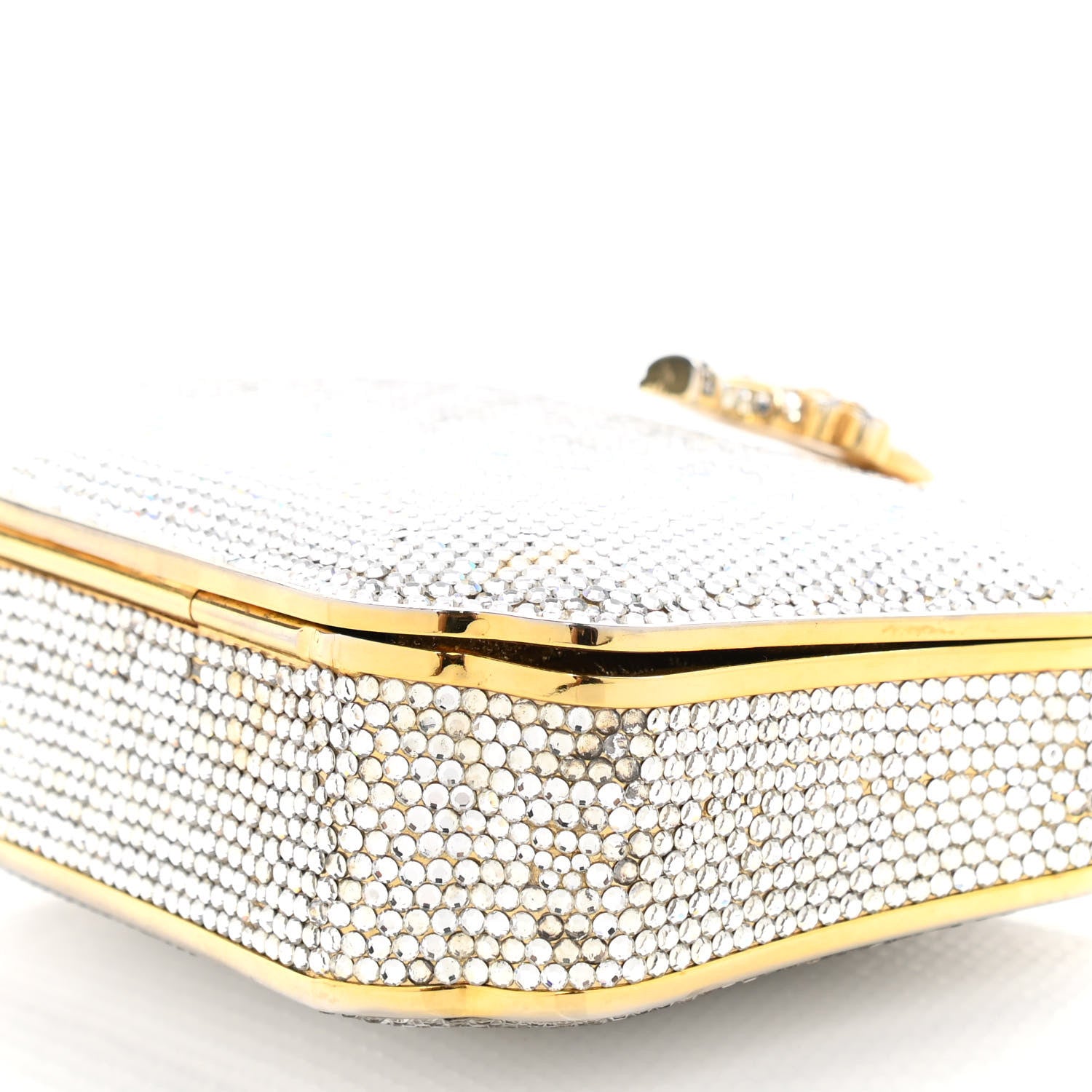 Judith Leiber Crystal Minaudiere Clutch Gold Silver 7 of 11