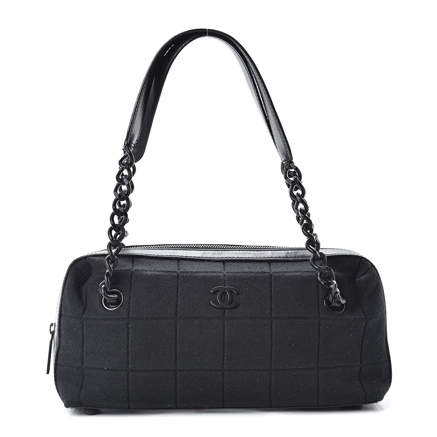 Jersey Quilted Chocolate Bar Shoulder Bag Black