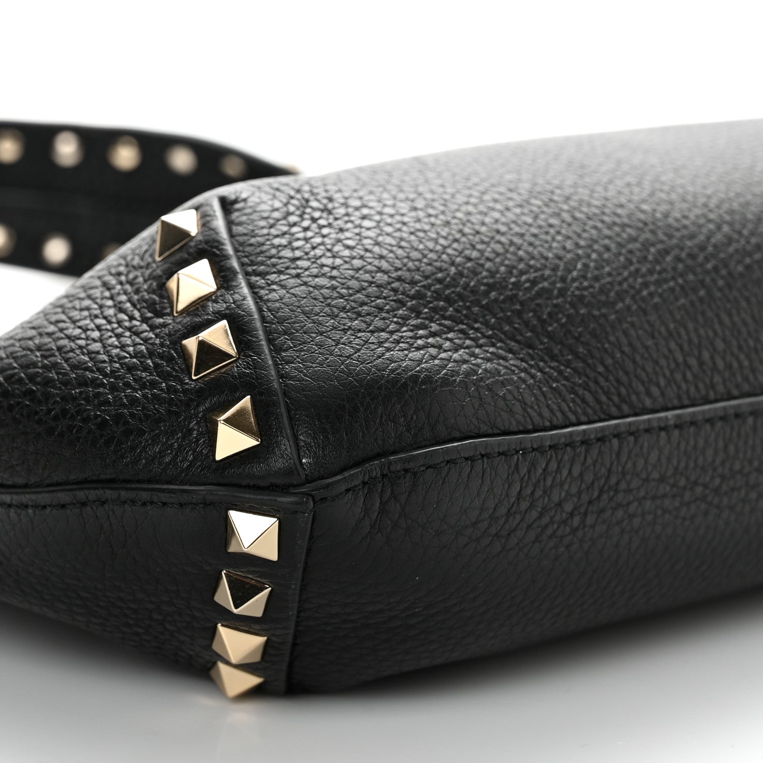 Valentino Garavani Pebbled Calfskin Small Rockstud Flip Lock Hobo Black 8 of 9