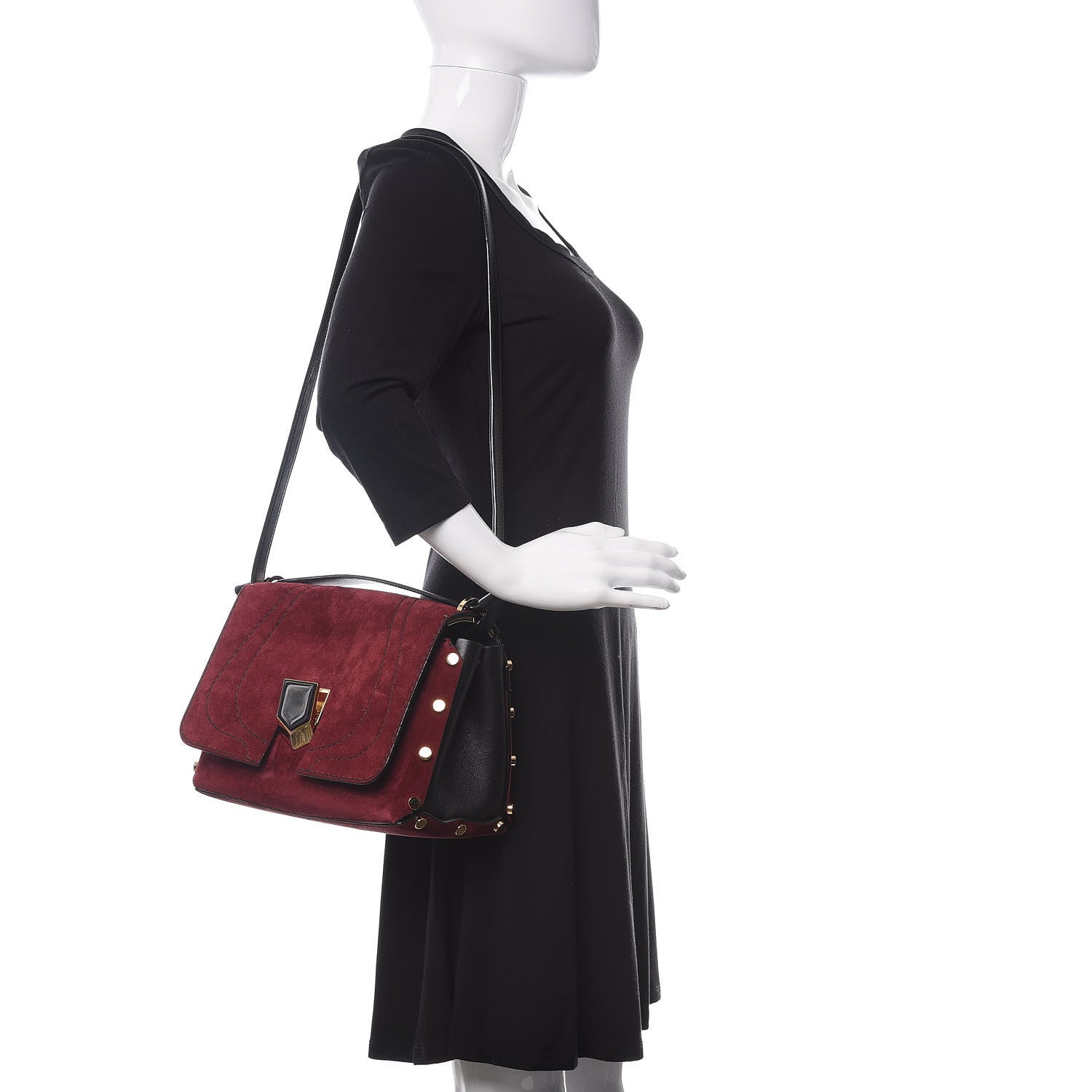 Jimmy Choo Suede Small Lockett Shoulder Bag Bordeaux 2 of 9