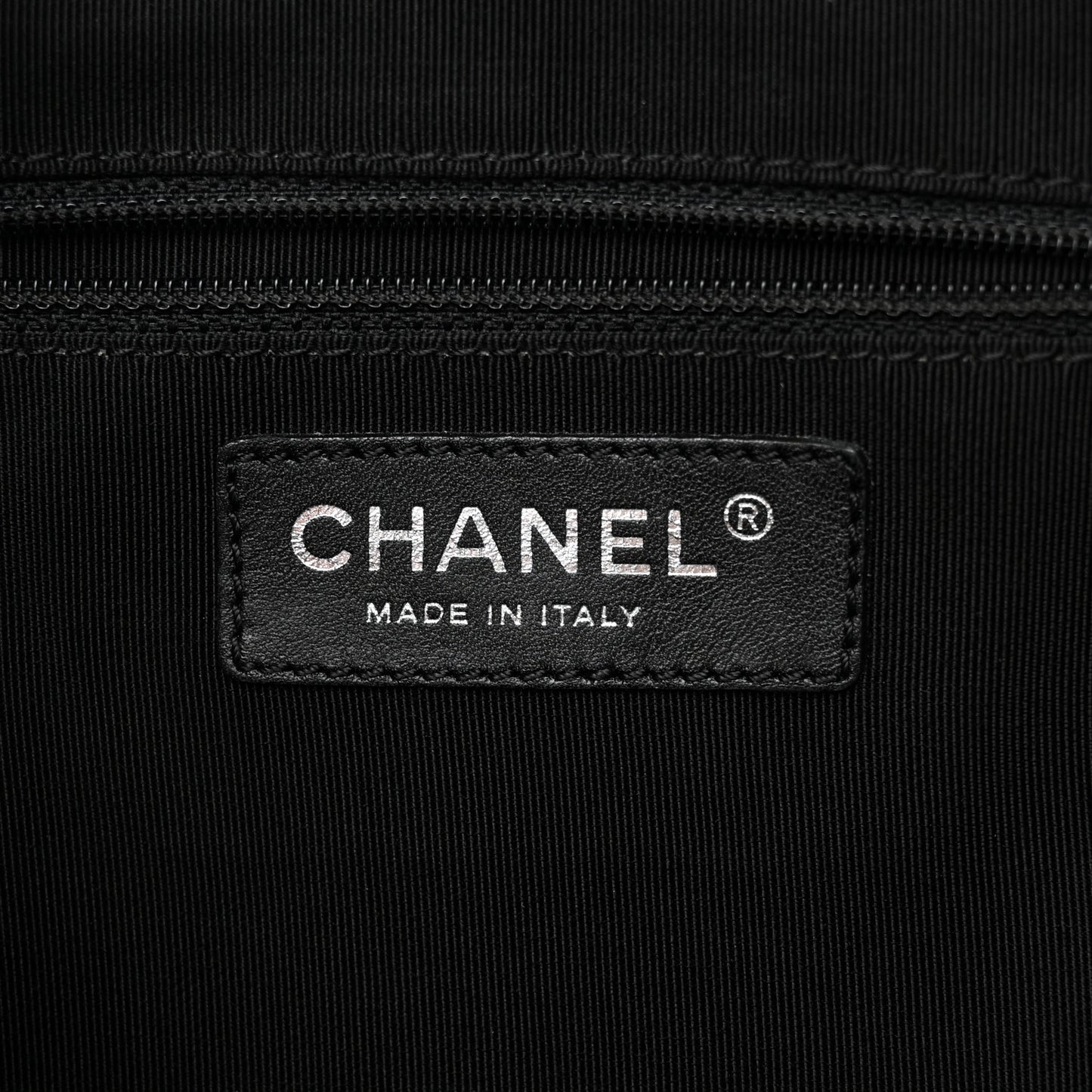 Calfskin Chevron CC All Day Long Boston Black