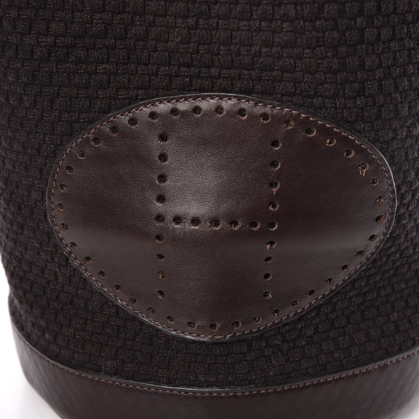 Canvas Knit Drawstring Bag Brown