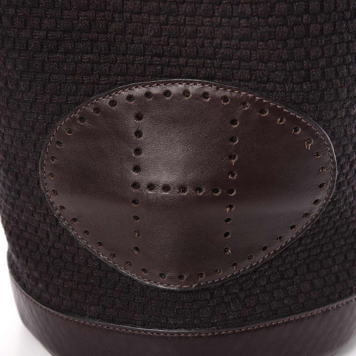 Hermes Canvas Knit Drawstring Bag Brown 10 of 11