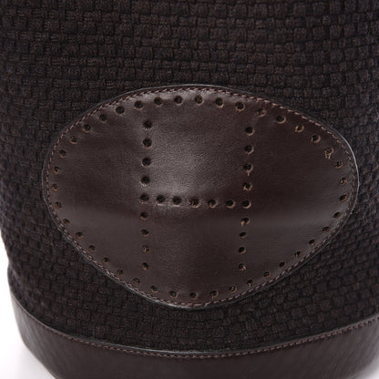 Hermes Canvas Knit Drawstring Bag Brown 10 of 11