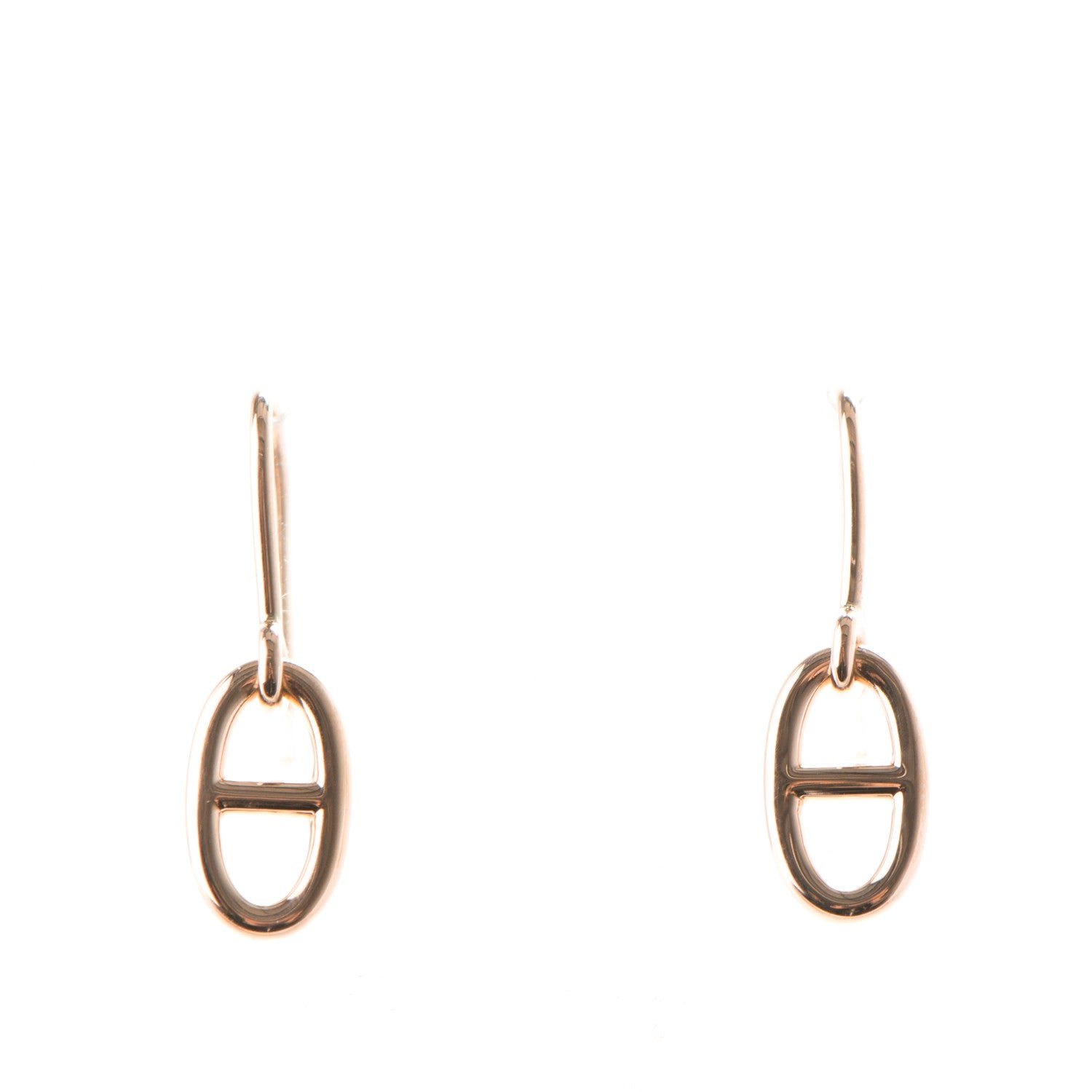 Hermes 18K Rose Gold Ronde Chaine d'Ancre Drop Earrings 1 of 4